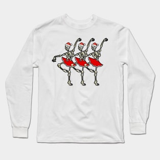 Dancing Christmas Skeleton Long Sleeve T-Shirt